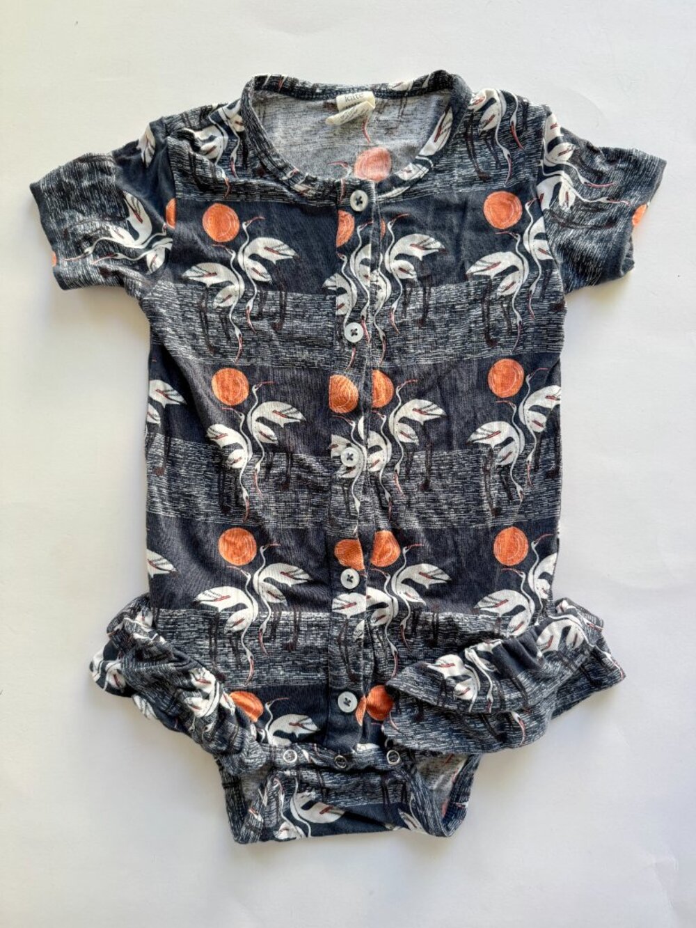 Kate Quinn Bamboo Crane Ruffle Bodysuit 18-24M